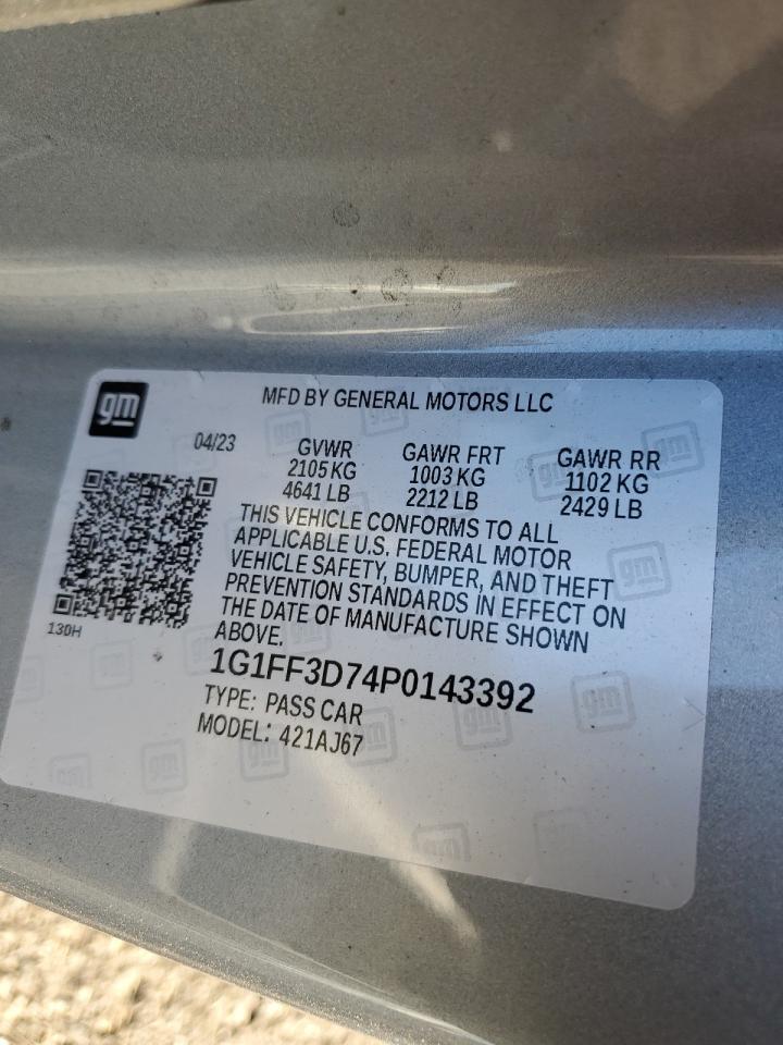 2023 CHEVROLET CAMARO LT1 VIN:1G1FF3D74P0143392