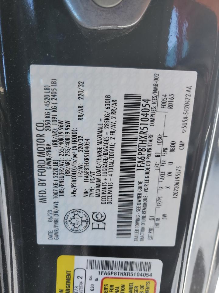 2024 FORD MUSTANG  VIN:1FA6P8THXR5104054