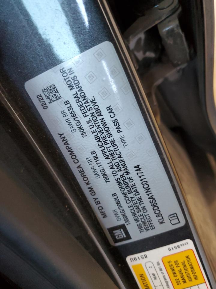 2022 CHEVROLET SPARK 1LT VIN:KL8CD6SA1NC011744