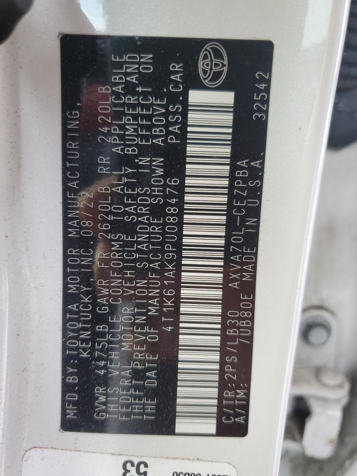 2023 TOYOTA CAMRY XSE VIN:4T1K61AK9PU088476