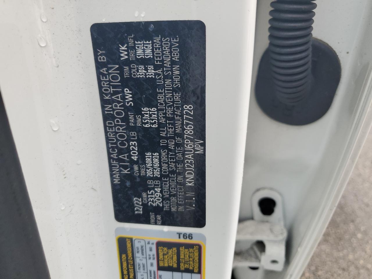 2023 KIA SOUL LX VIN:KNDJ23AU6P7867728
