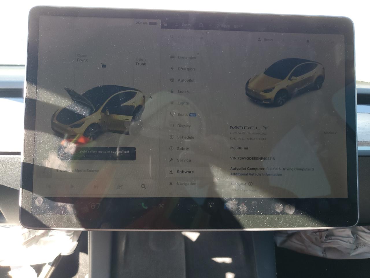 2022 TESLA MODEL Y VIN:7SAYGDEE0NF493118