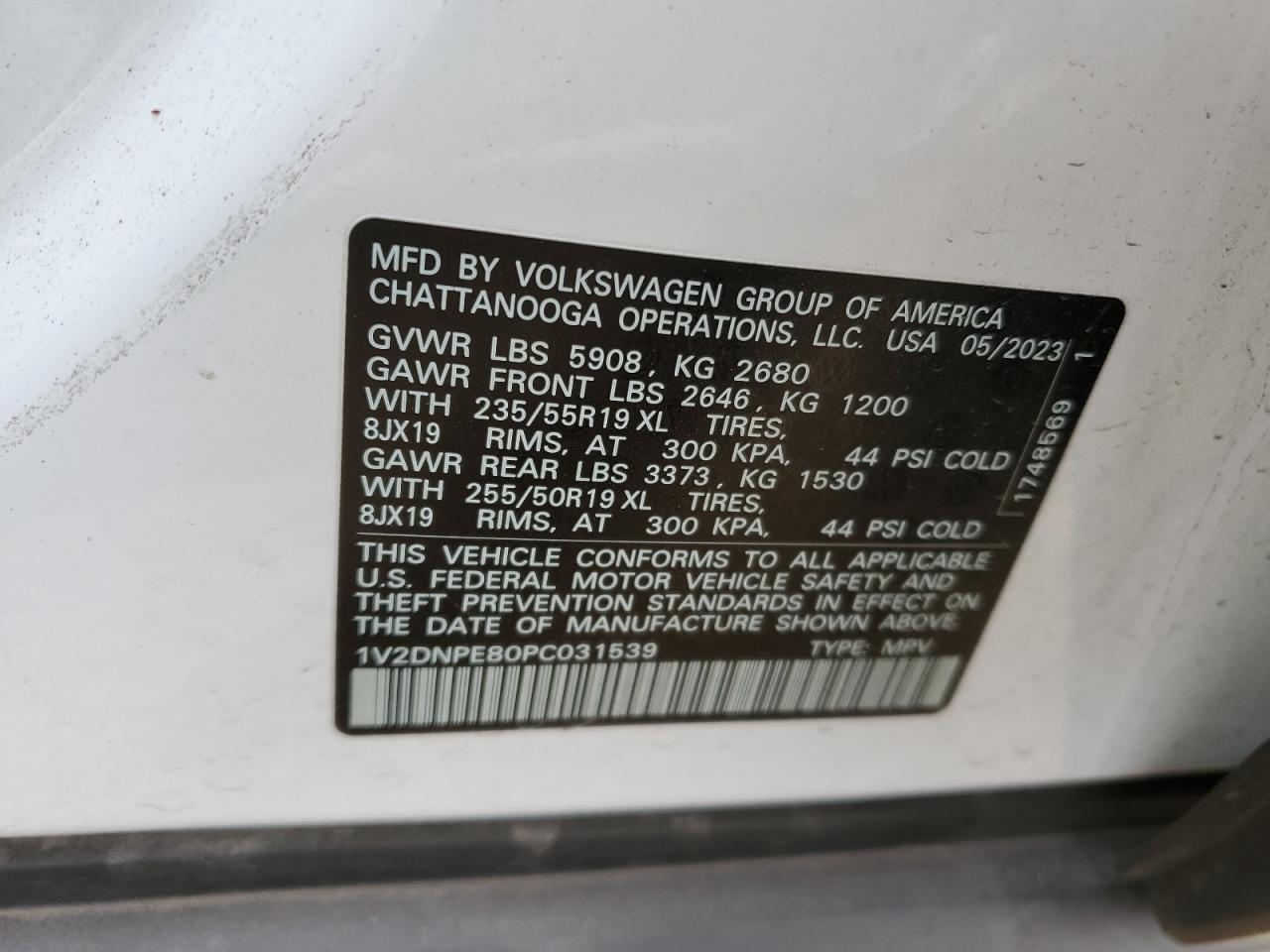 2023 VOLKSWAGEN ID.4 PRO VIN:1V2DNPE80PC031539