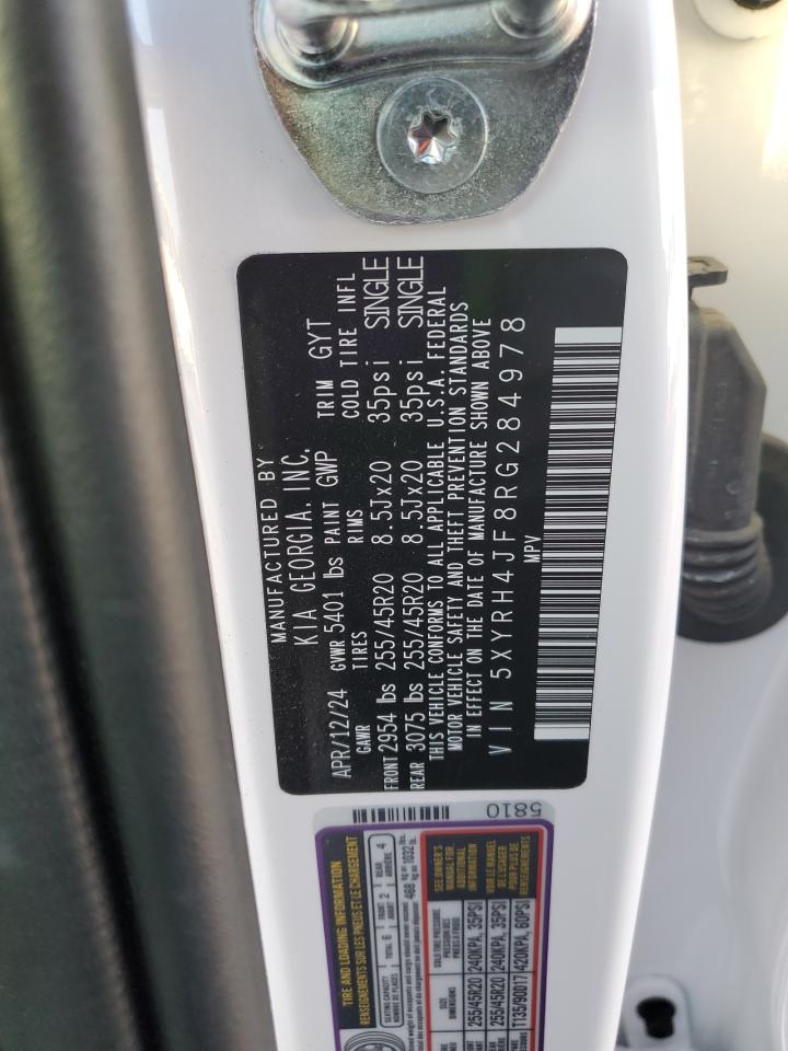 2024 KIA SORENTO EX VIN:5XYRH4JF8RG284978