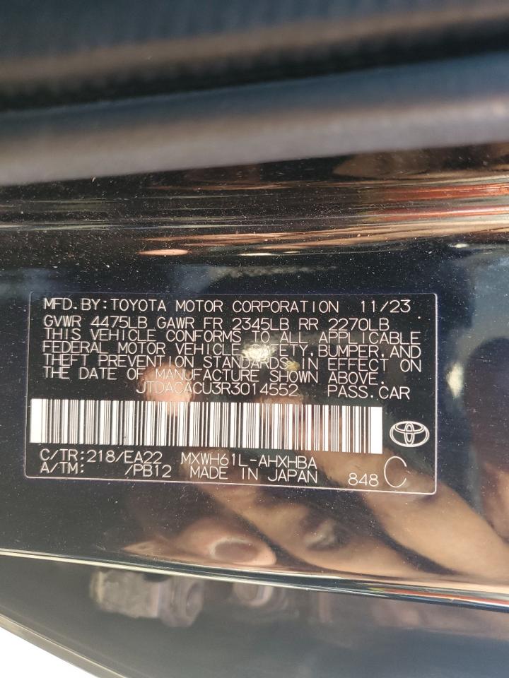 2024 TOYOTA PRIUS PRIME SE VIN:JTDACACU3R3014552