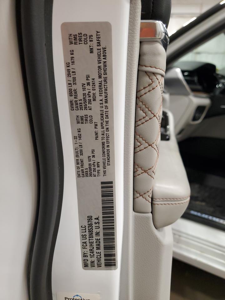 2022 JEEP GRAND CHEROKEE SUMMIT VIN:1C4RJHET8N8536760