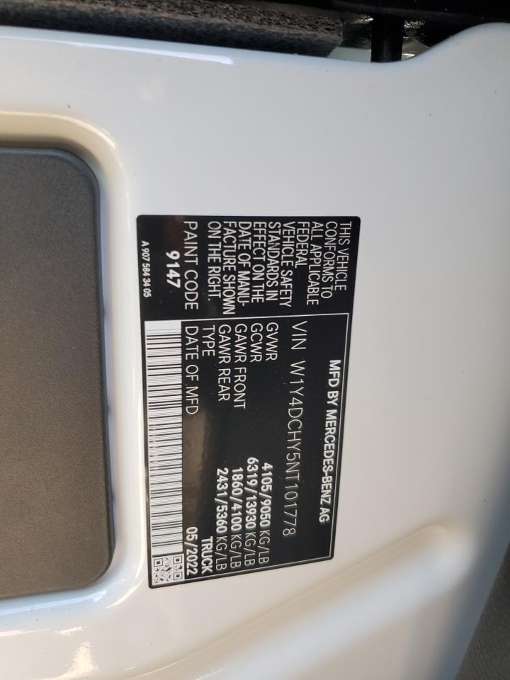 2022 MERCEDES-BENZ SPRINTER 2500 VIN:W1Y4DCHY5NT101778