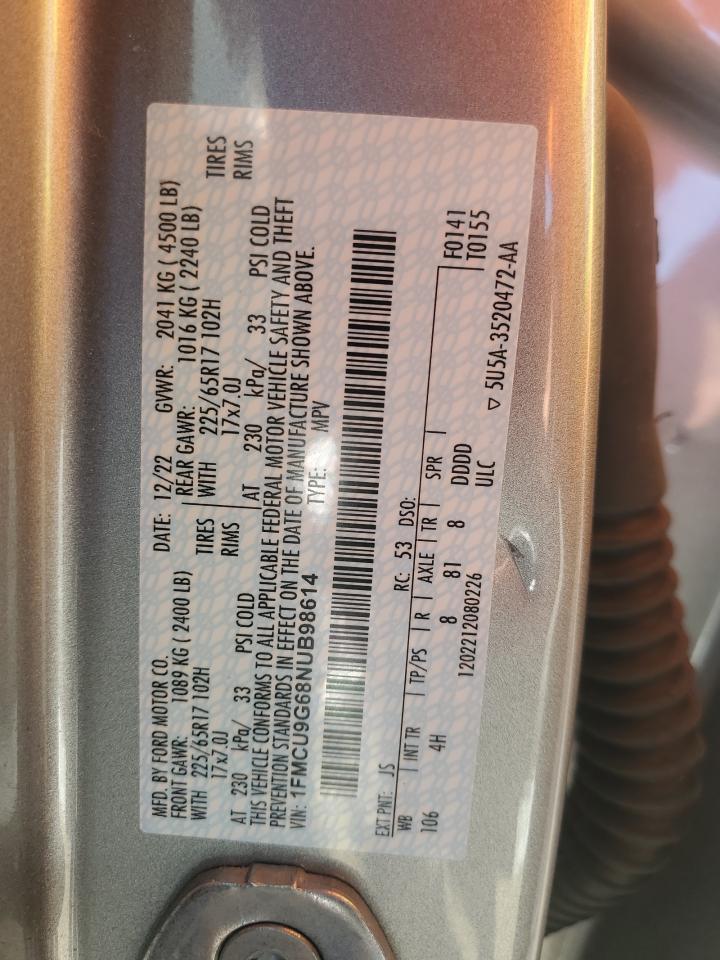 2022 FORD ESCAPE SE VIN:1FMCU9G68NUB98614
