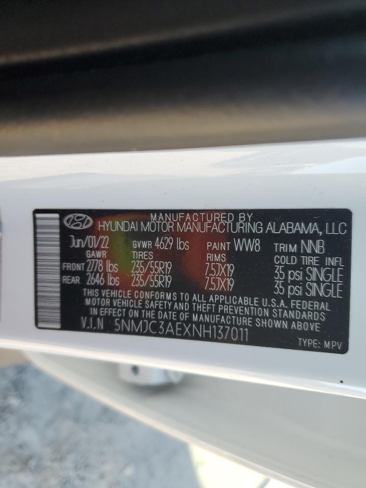 2022 HYUNDAI TUCSON SEL VIN:5NMJC3AEXNH137011