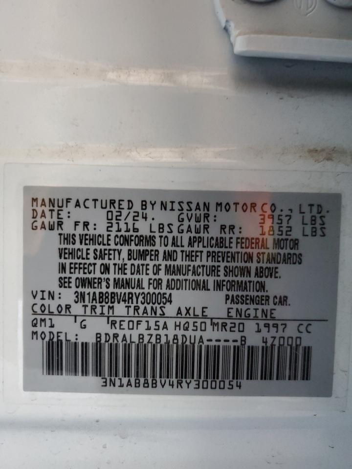 2024 NISSAN SENTRA S VIN:3N1AB8BV4RY300054