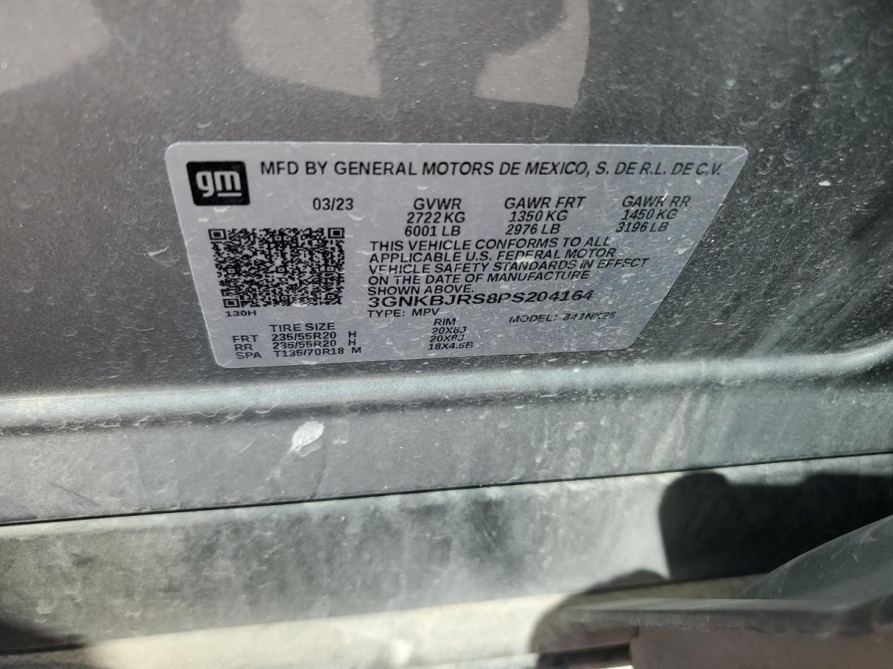 2023 CHEVROLET BLAZER 3LT VIN:3GNKBJRS8PS204164