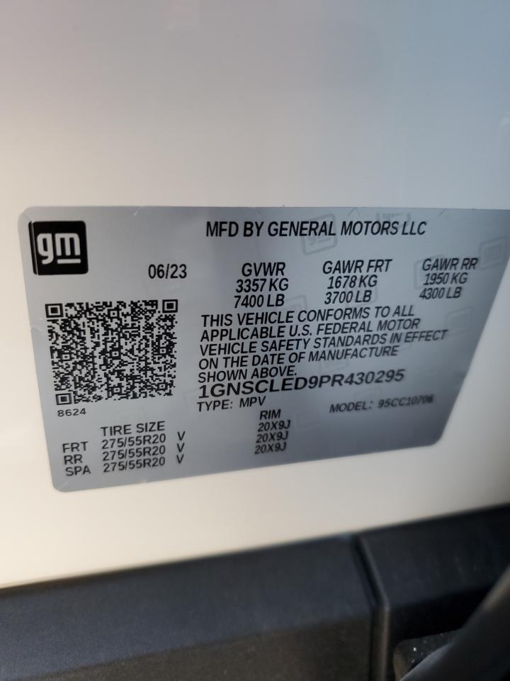 2023 CHEVROLET TAHOE C1500 VIN:1GNSCLED9PR430295