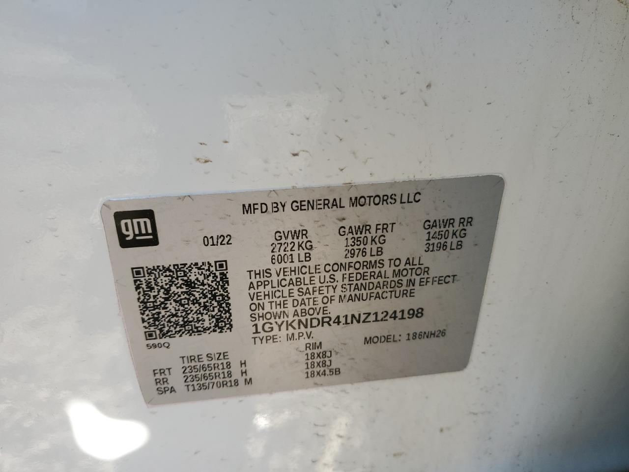 2022 CADILLAC XT5 PREMIUM LUXURY VIN:1GYKNDR41NZ124198