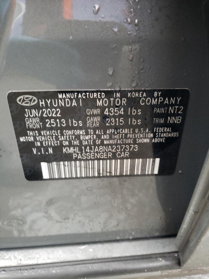 2022 HYUNDAI SONATA SEL VIN:KMHL14JA8NA237373