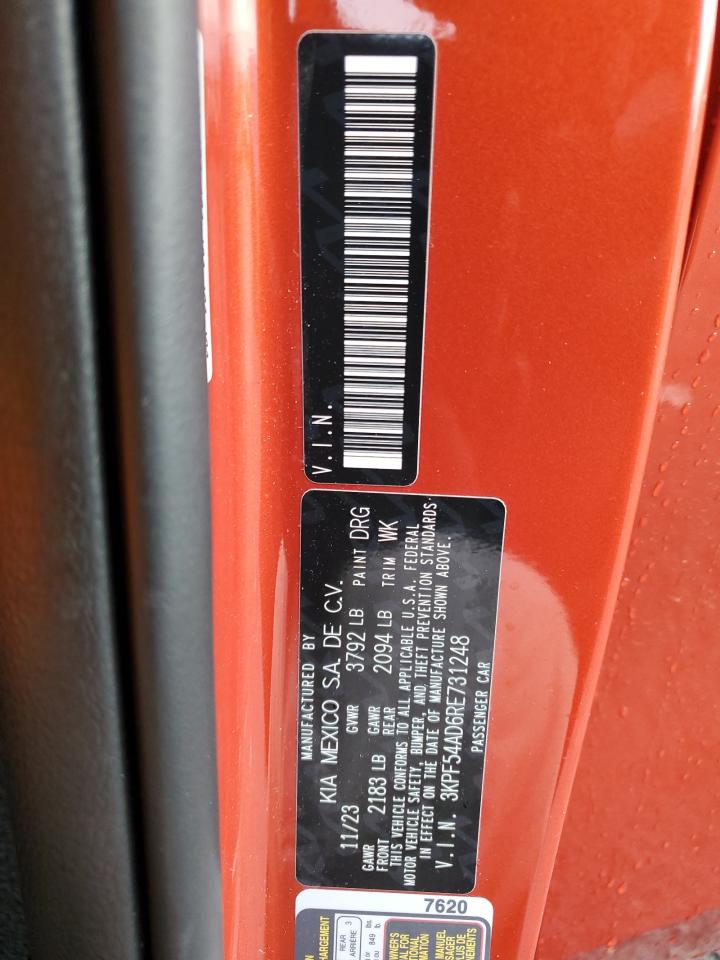 2024 KIA FORTE GT LINE VIN:3KPF54AD6RE731248