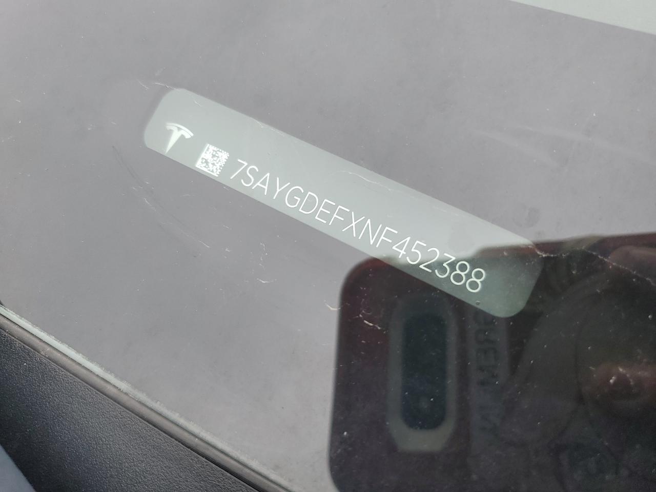 2022 TESLA MODEL Y  VIN:7SAYGDEFXNF452388