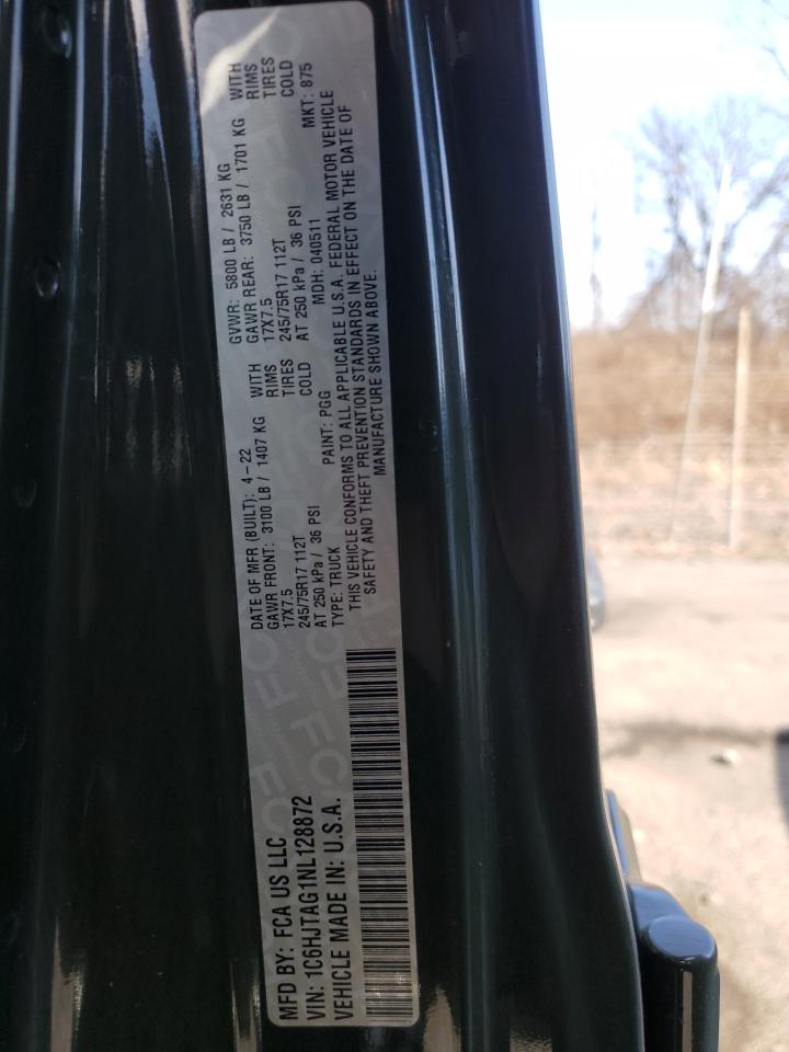 2022 JEEP GLADIATOR SPORT VIN:1C6HJTAG1NL128872