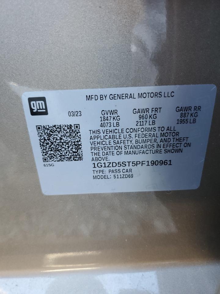 2023 CHEVROLET MALIBU LT VIN:1G1ZD5ST5PF190961