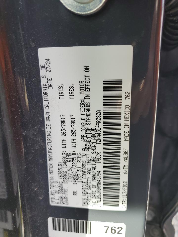 2024 TOYOTA TACOMA DOUBLE CAB VIN:3TMLB5JN0RM043794
