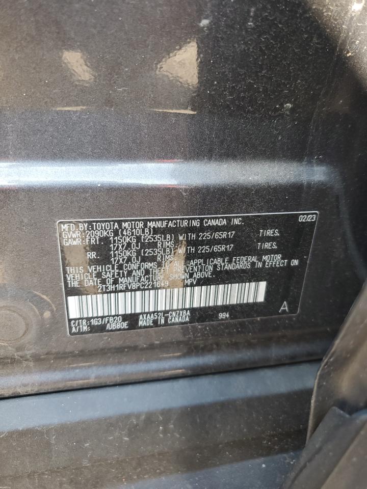 2023 TOYOTA RAV4 LE VIN:2T3H1RFV8PC221649