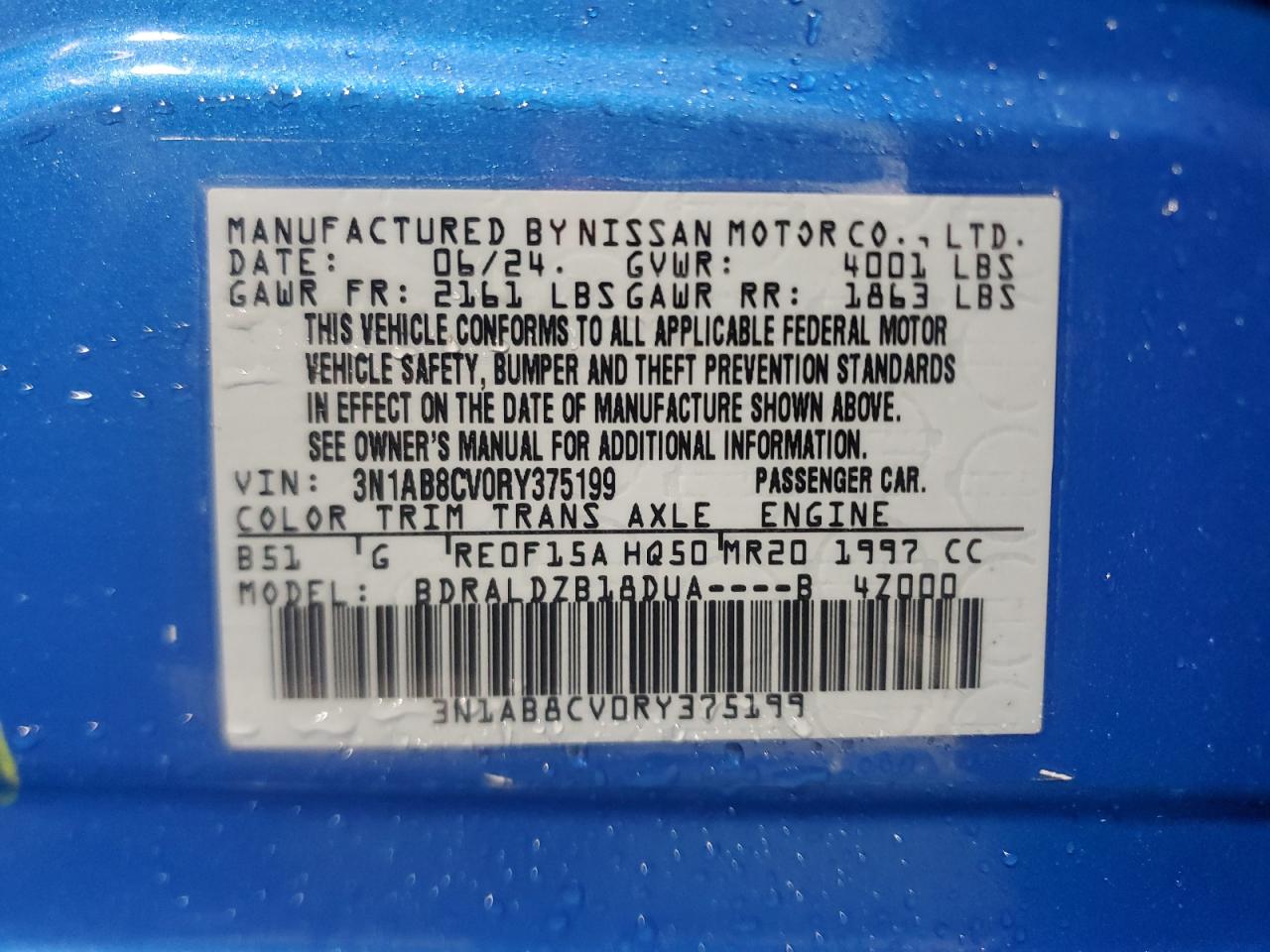 2024 NISSAN SENTRA SV VIN:3N1AB8CV0RY375199