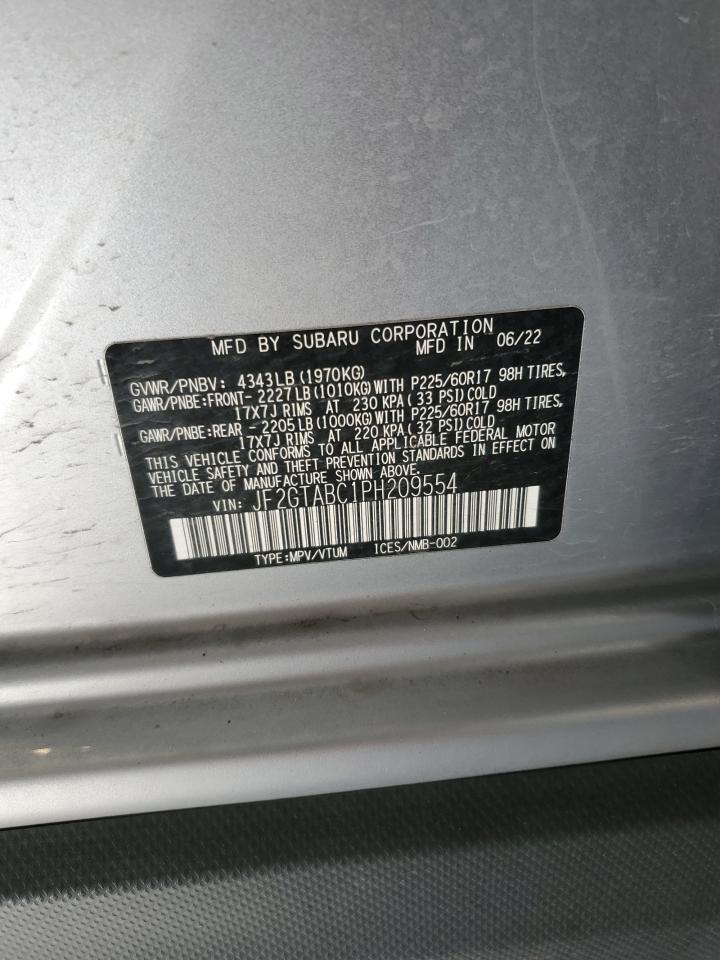 2023 SUBARU CROSSTREK  VIN:JF2GTABC1PH209554