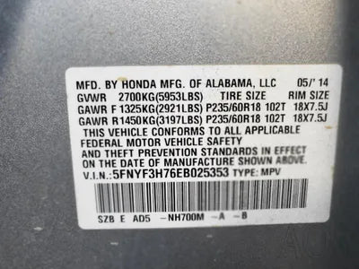 2014 Honda Pilot VIN: