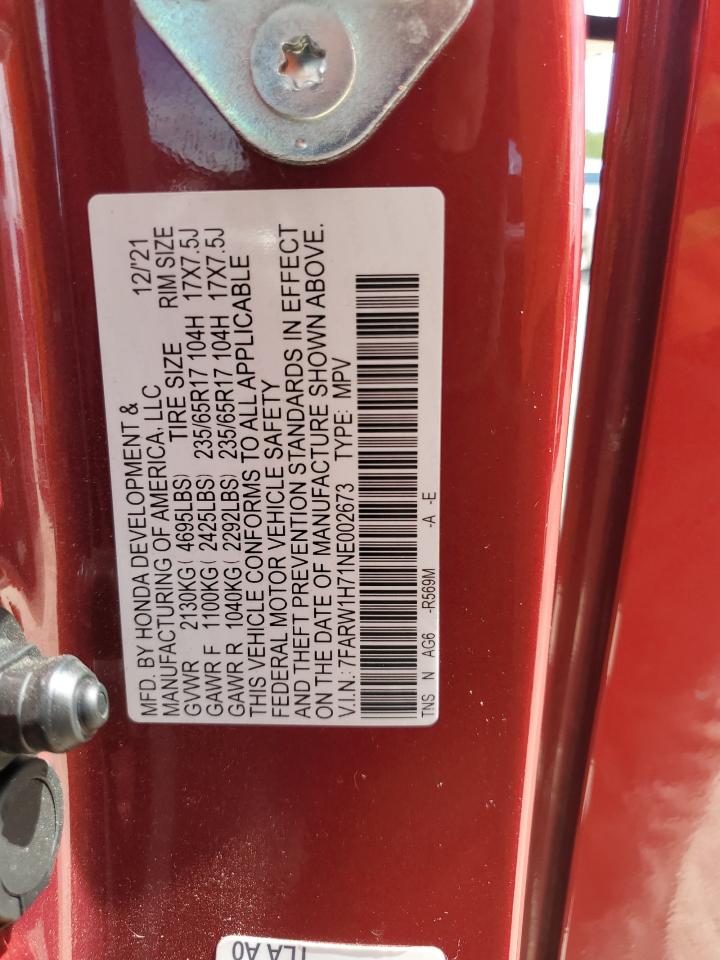 2022 HONDA CR-V SE VIN:7FARW1H71NE002673