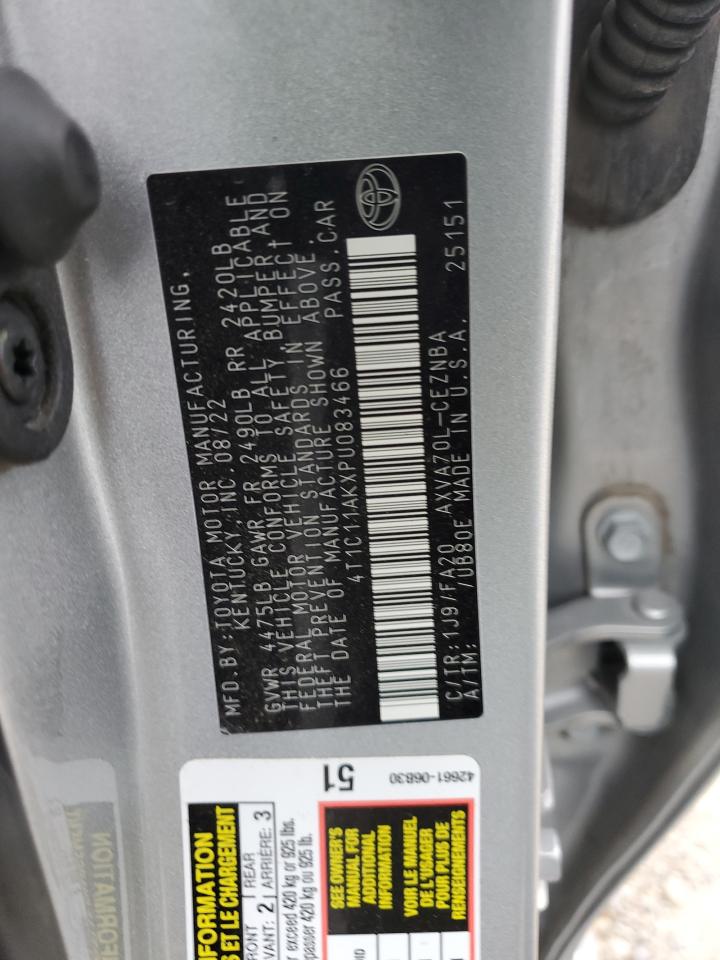 2023 TOYOTA CAMRY LE VIN:4T1C11AKXPU083466