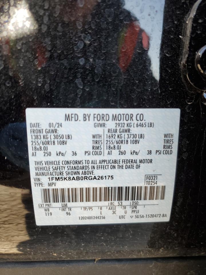 2024 FORD EXPLORER POLICE INTERCEPTOR VIN:1FM5K8AB0RGA26175