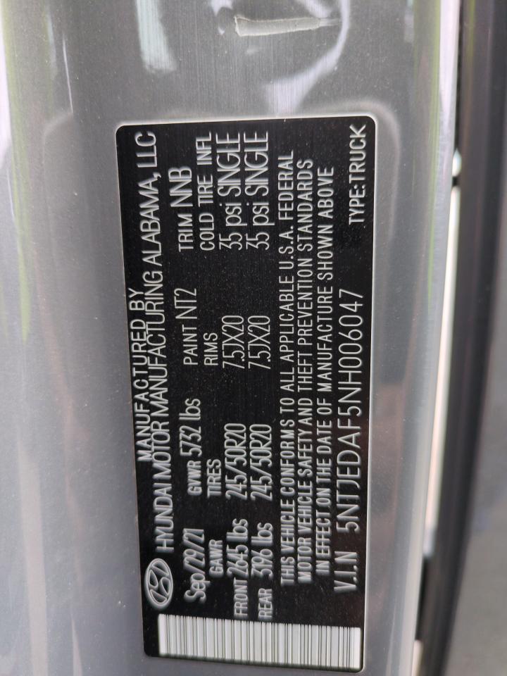 2022 HYUNDAI SANTA CRUZ LIMITED VIN:5NTJEDAF5NH006047