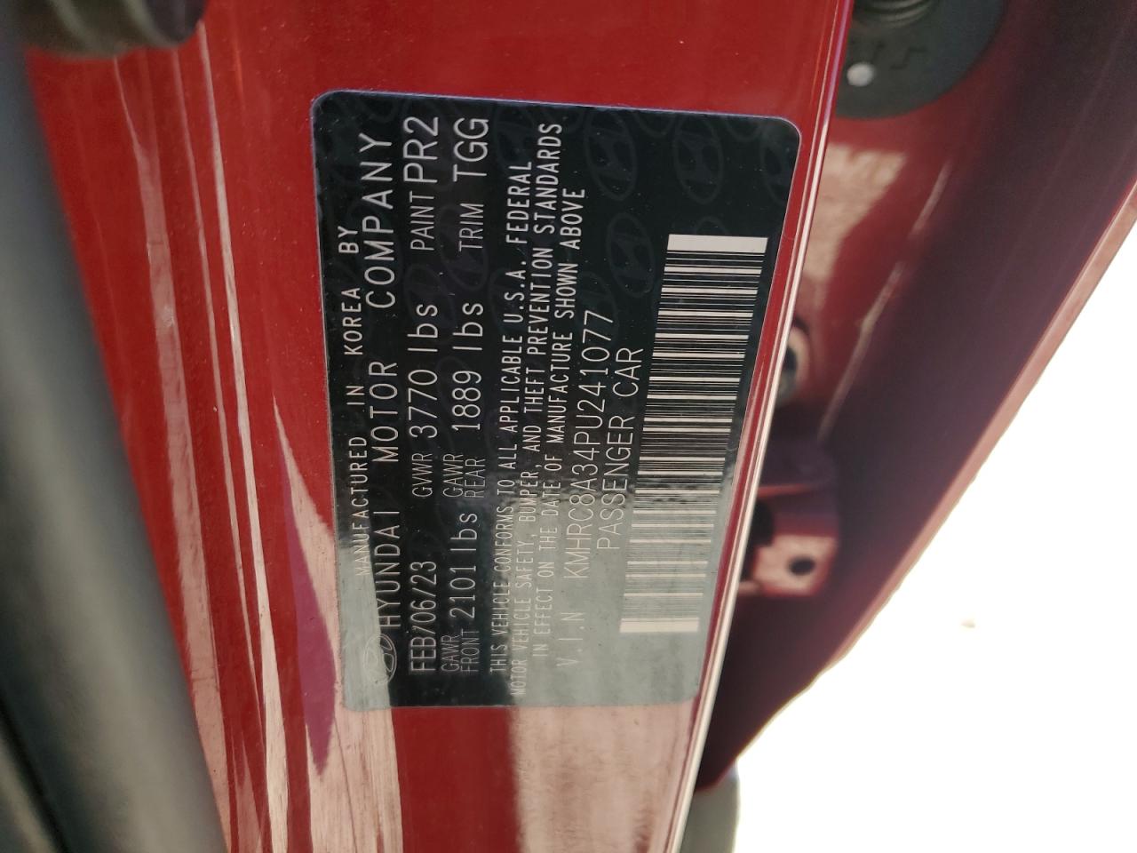 2023 HYUNDAI VENUE SEL VIN:KMHRC8A34PU241077