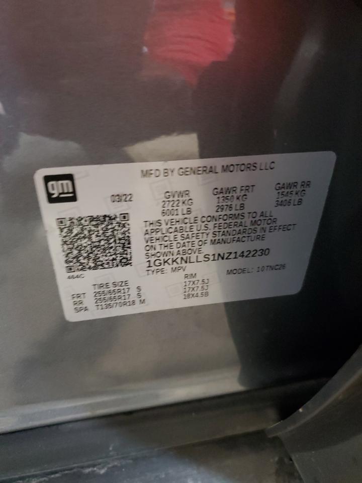 2022 GMC ACADIA AT4 VIN:1GKKNLLS1NZ142230