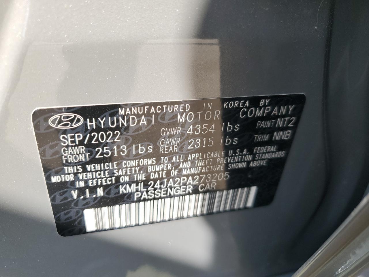 2023 HYUNDAI SONATA SE VIN:KMHL24JA2PA273205