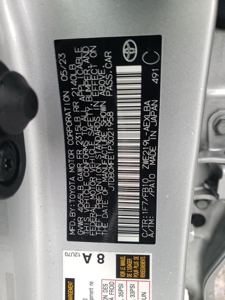 2023 TOYOTA COROLLA LE VIN:JTDBCMFE1P3021958