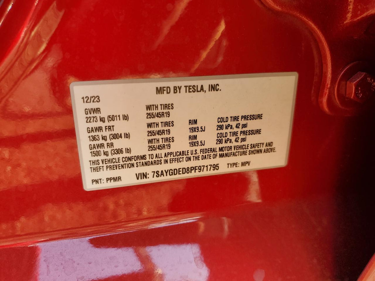 2023 TESLA MODEL Y  VIN:7SAYGDED8PF971795