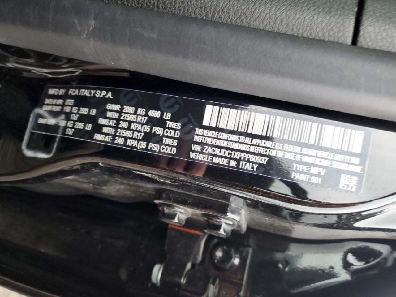 2023 JEEP RENEGADE TRAILHAWK VIN:ZACNJDC1XPPP60937