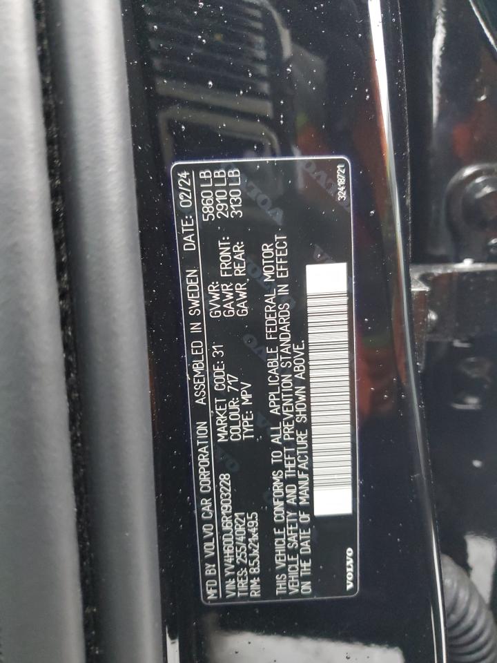 2024 VOLVO XC60 ULTIMATE VIN:YV4H60DJ6R1903228