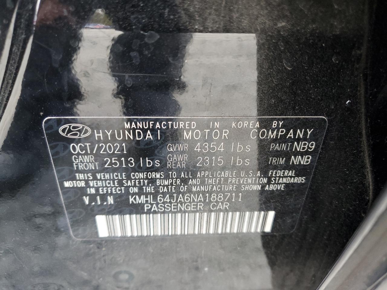 2022 HYUNDAI SONATA SEL VIN:KMHL64JA6NA188711