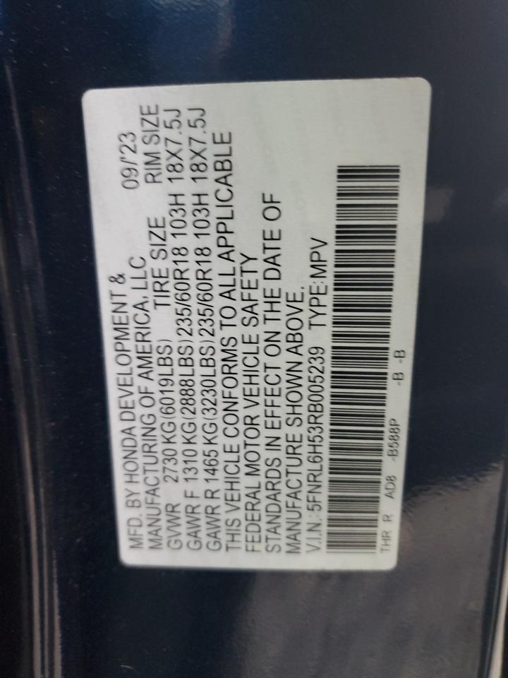 2024 HONDA ODYSSEY EX VIN:5FNRL6H53RB005239