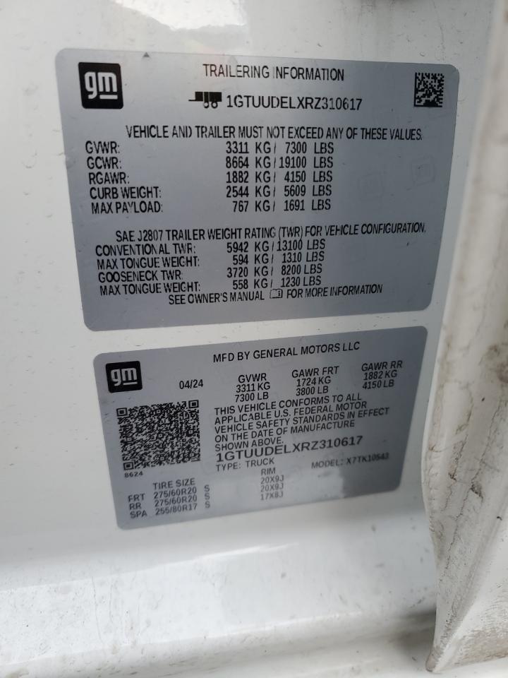 2024 GMC SIERRA K1500 SLT VIN:1GTUUDELXRZ310617