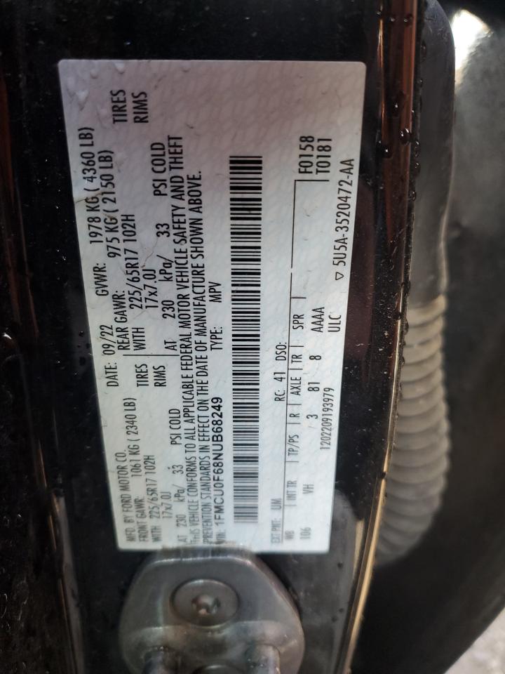2022 FORD ESCAPE S VIN:1FMCU0F68NUB68249