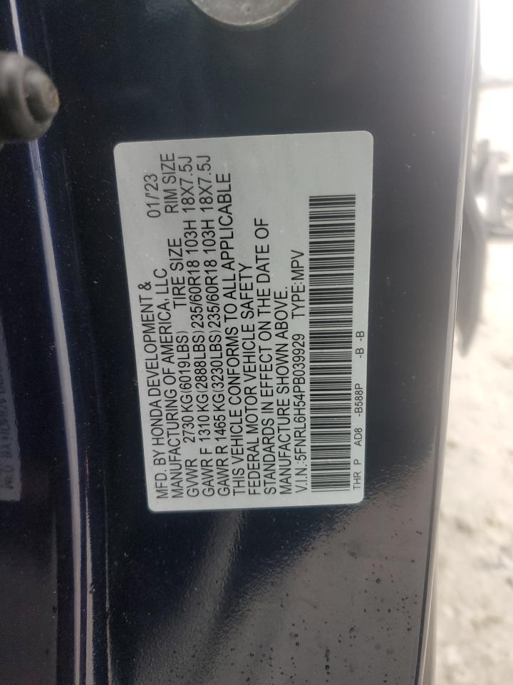 2023 HONDA ODYSSEY EX VIN:5FNRL6H54PB039929