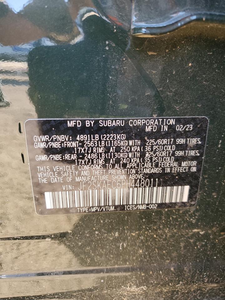 2023 SUBARU FORESTER PREMIUM VIN:JF2SKAEC6PH448011