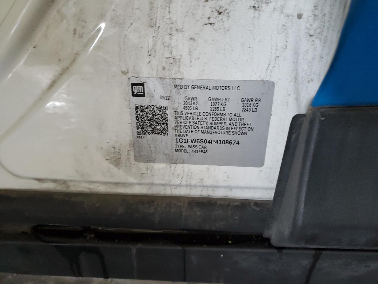 2023 CHEVROLET BOLT EV 1LT VIN:1G1FW6S04P4108674