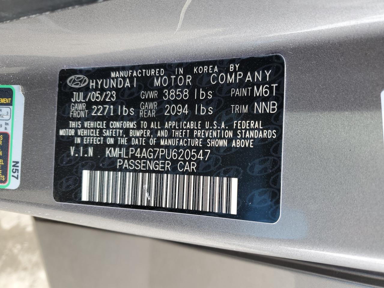 2023 HYUNDAI ELANTRA LIMITED VIN:KMHLP4AG7PU620547