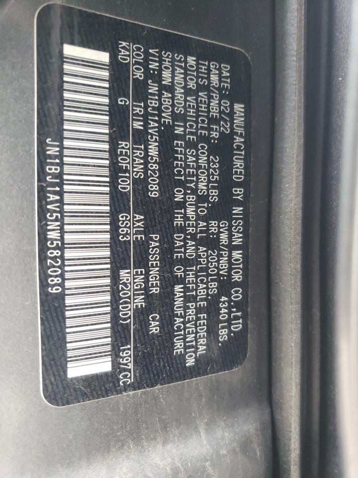 2022 NISSAN ROGUE SPORT S VIN:JN1BJ1AV5NW582089