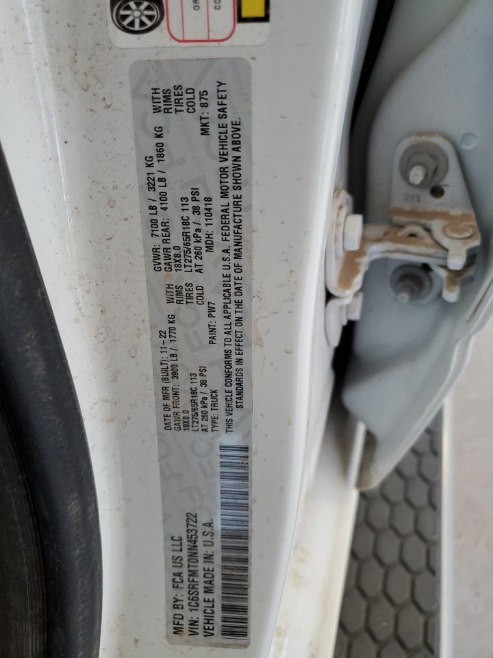 2022 RAM 1500 BIG HORN/LONE STAR VIN:1C6SRFMT0NN453722