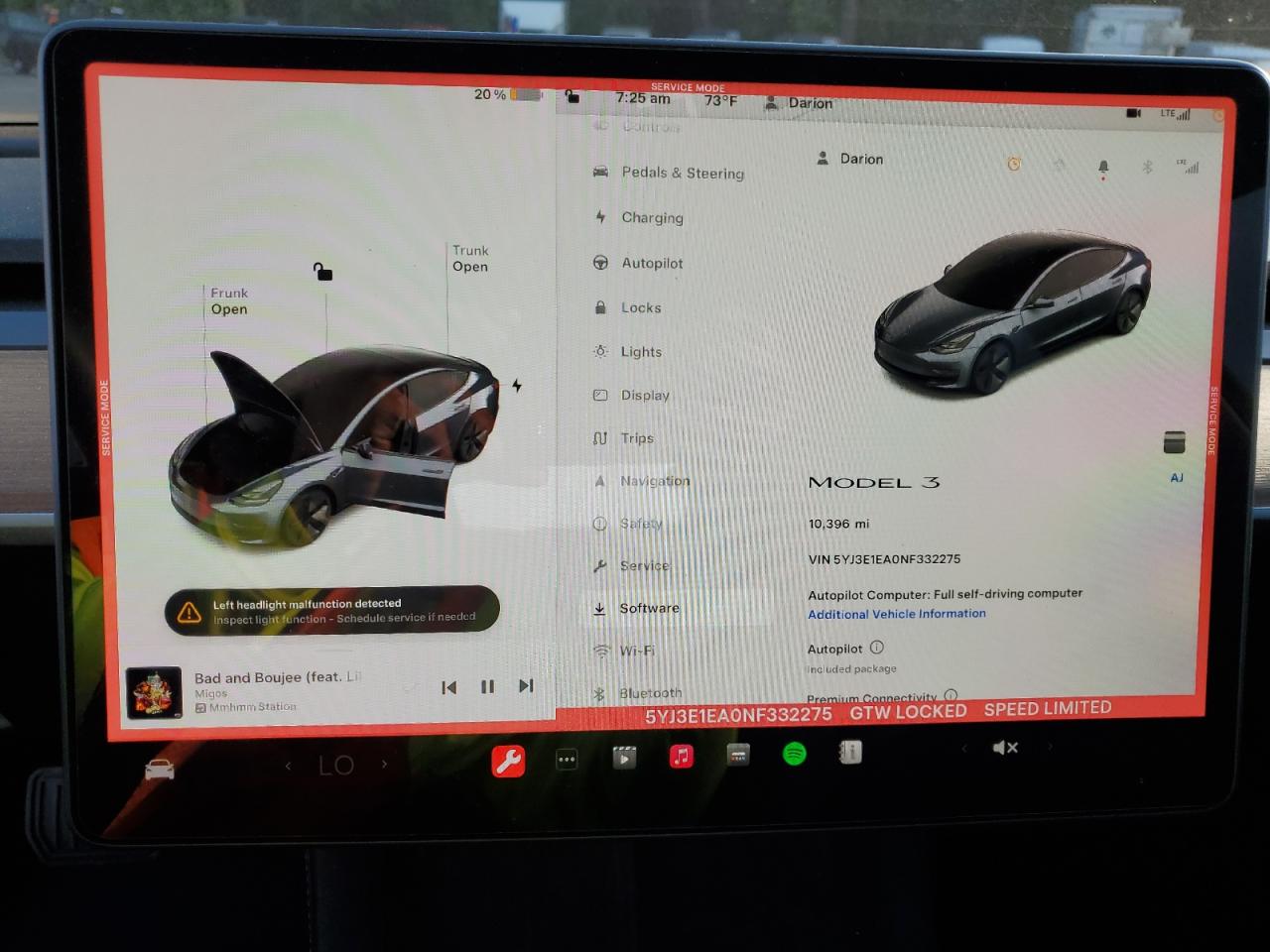 2022 TESLA MODEL 3  VIN:5YJ3E1EA0NF332275