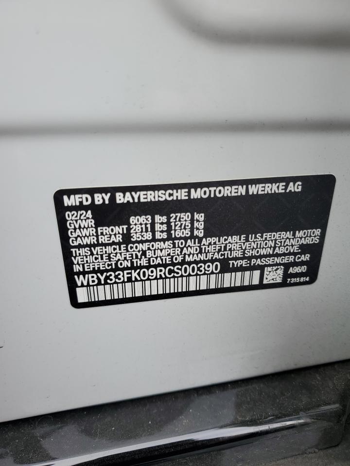 2024 BMW I5 EDRIVE 40 VIN:WBY33FK09RCS00390